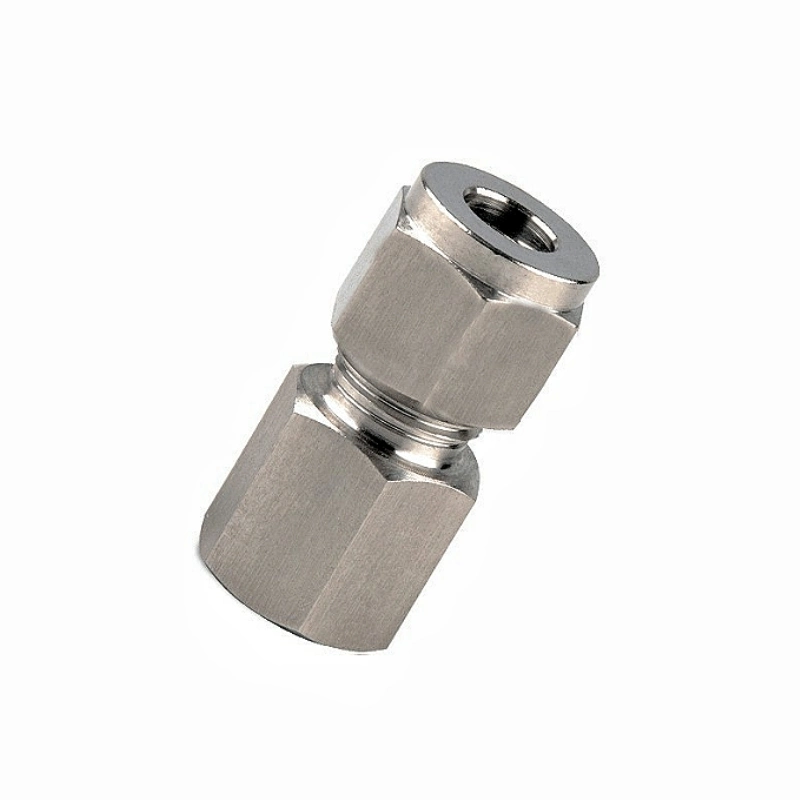 Pneumatic SS316L AISI316 Female Straight Nut Silvering Double Ferrule Tube Fittings