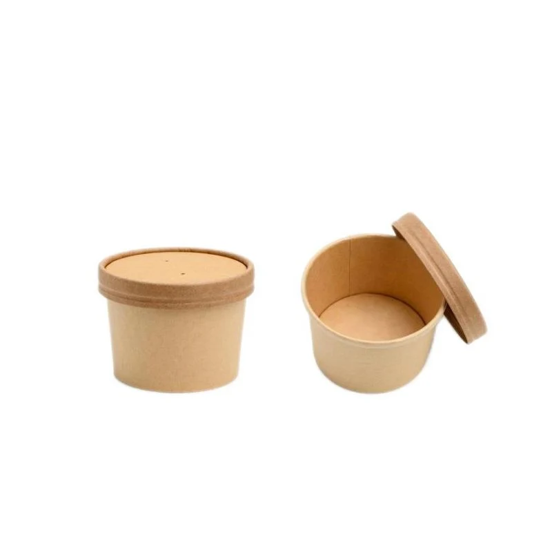 Custom Disposable Food Packing Container Kraft Paper Soup Cup Bowl