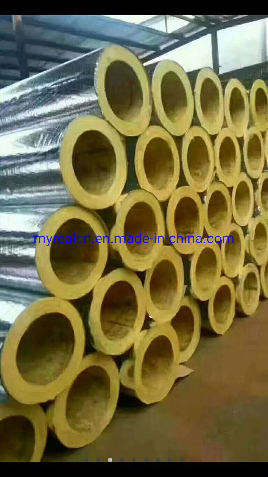 Glass Wool Insulation Heat Resistant Rock Wool Tube with Aluminum Foil