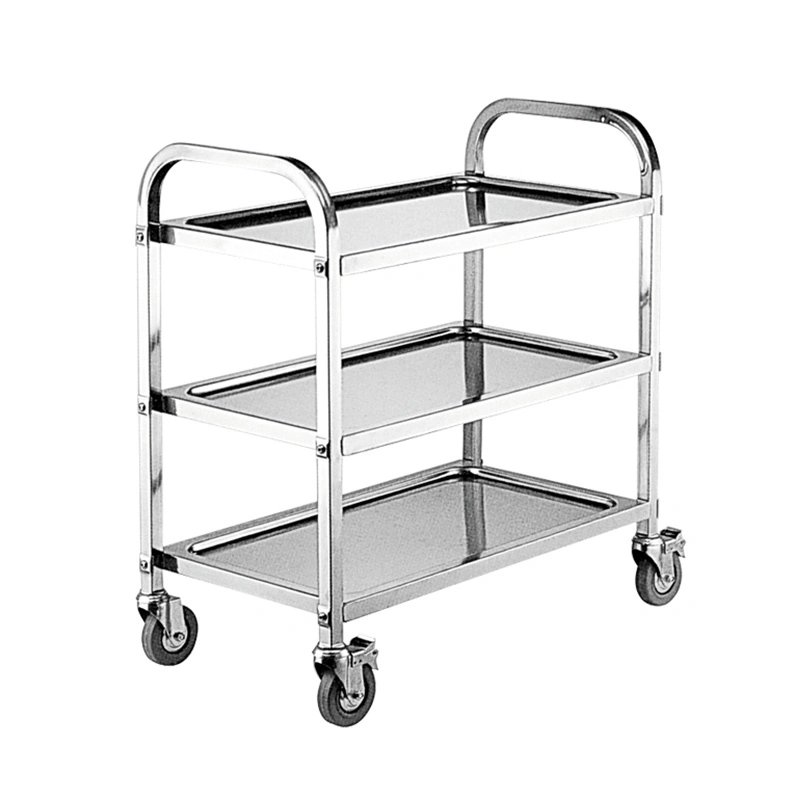 Commercial Equipment Stainless Steel 3 Layers Tray Food Distribution Handcart Cupboard Hospital Food Trolley