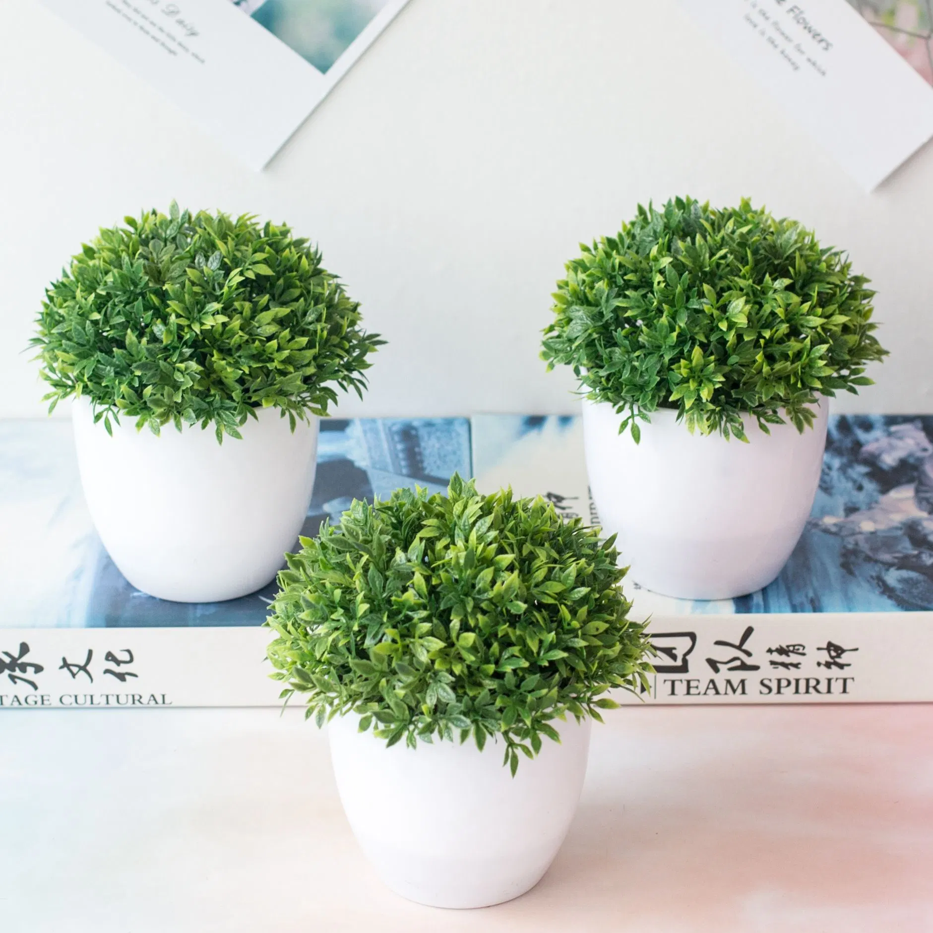 Simulation Plant Bonsai 32 Eyes Bamboo Leaf Grass Ball Pot Home Decoration