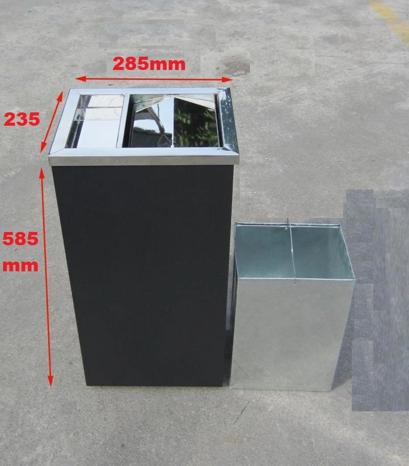 Factory Price Rectangle Stainless Steel Black Vertical Ashtray Garbage Can Metal Waste Bin