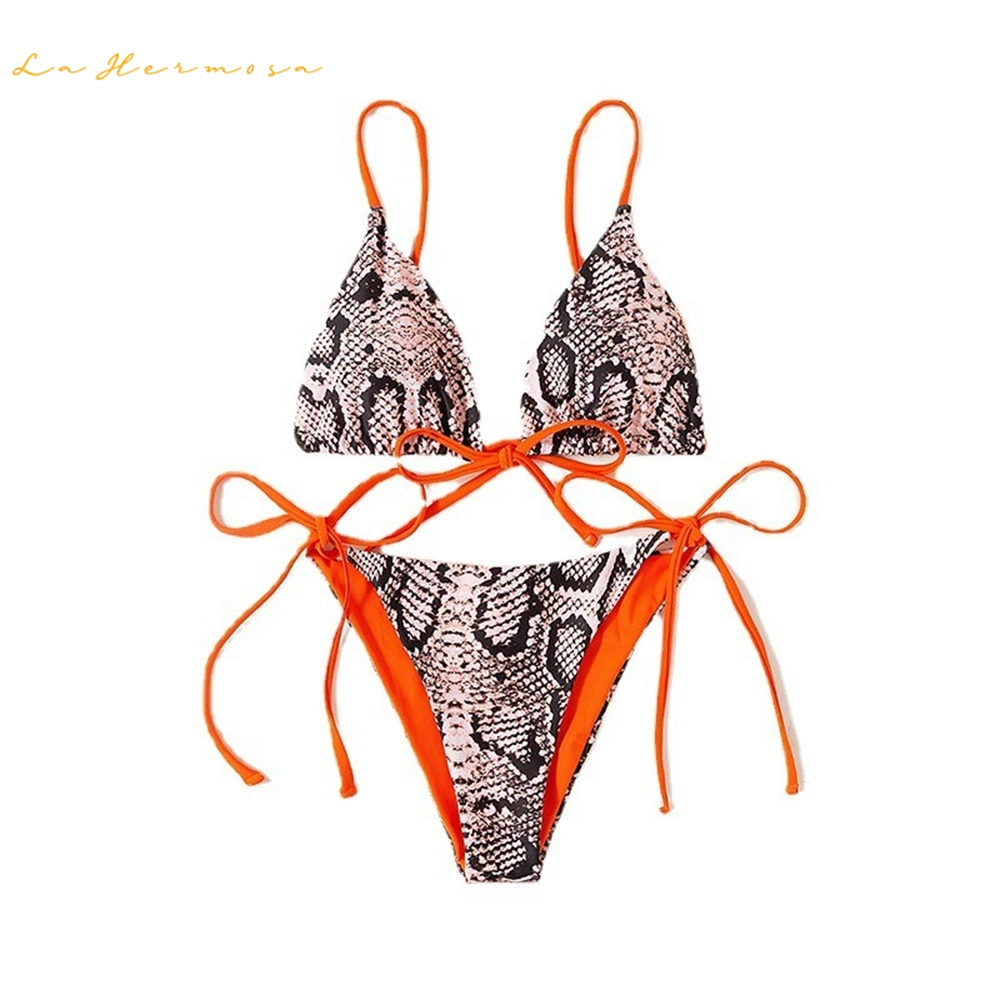 Sexy Bikini Two-Piece Serpentine Suspenders Swimsuits Women Lace-up Thong Bikini Wholesale/Supplier Swimwear #Rfd16422