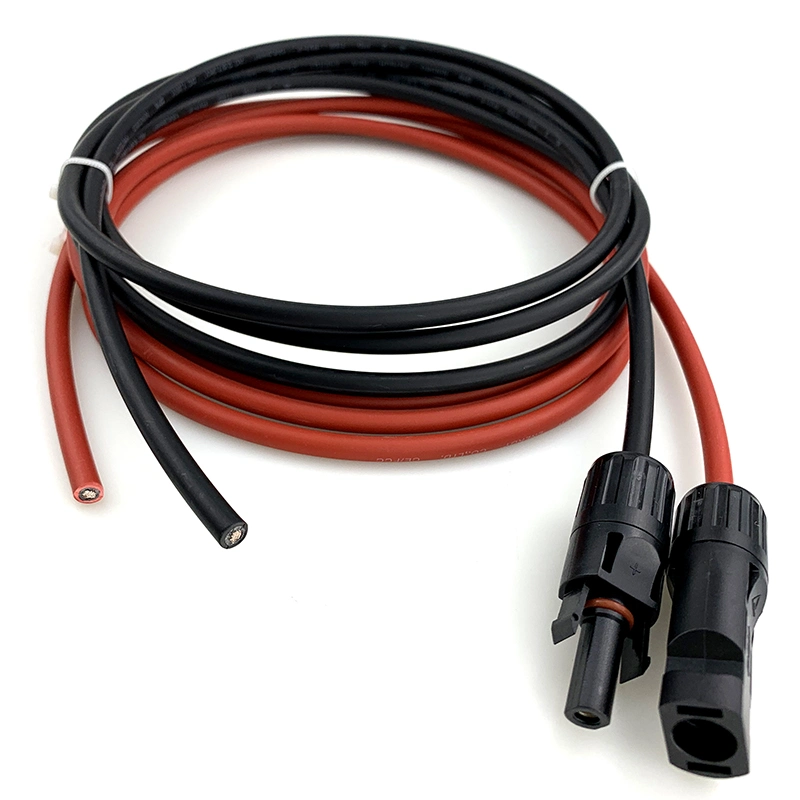 Pntech Negro Rojo + Cable Adaptador de Energía Solar Panel Solar de Cable de extensión 1set solo termina