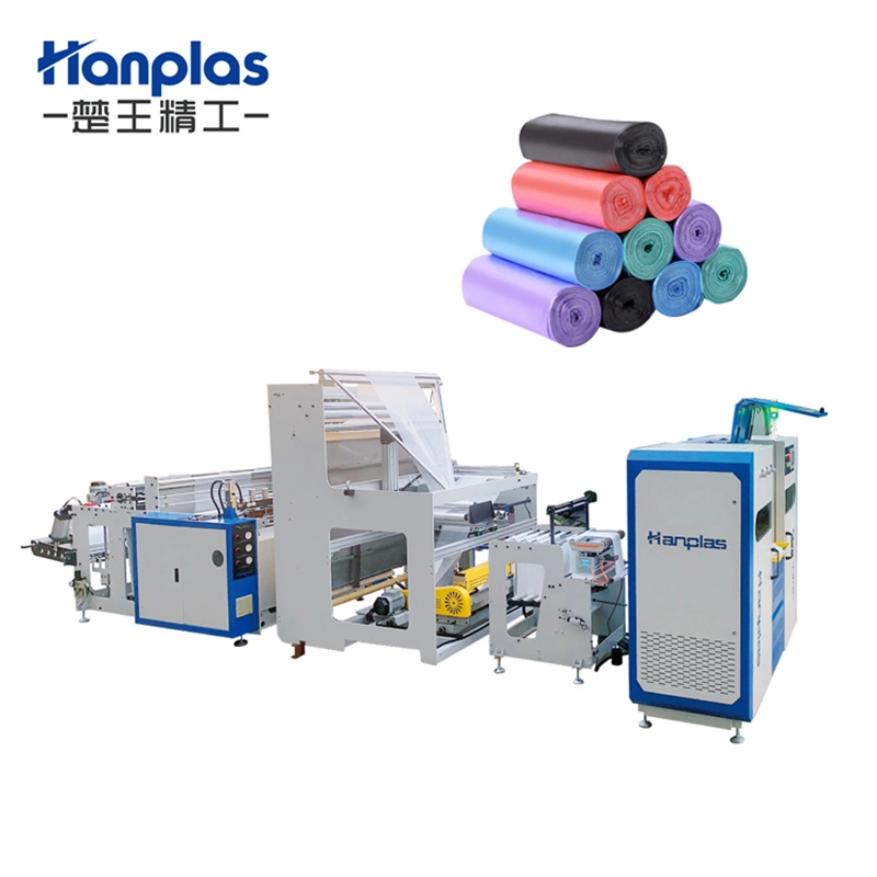 HP-Re Hanplas High Speed Fully Automatic PE V-Fold Bottom Sealing Rolling Garbage Plastic Table Sheet Bags Making Machine