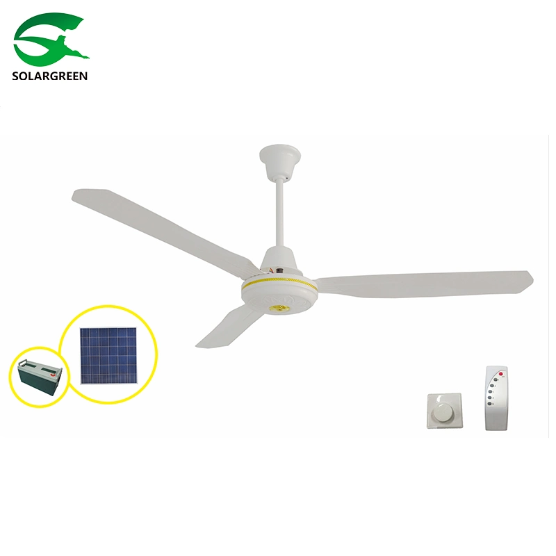 Solar Rechargeable Ceiling Fan with Battery Protection and Indicate Lights