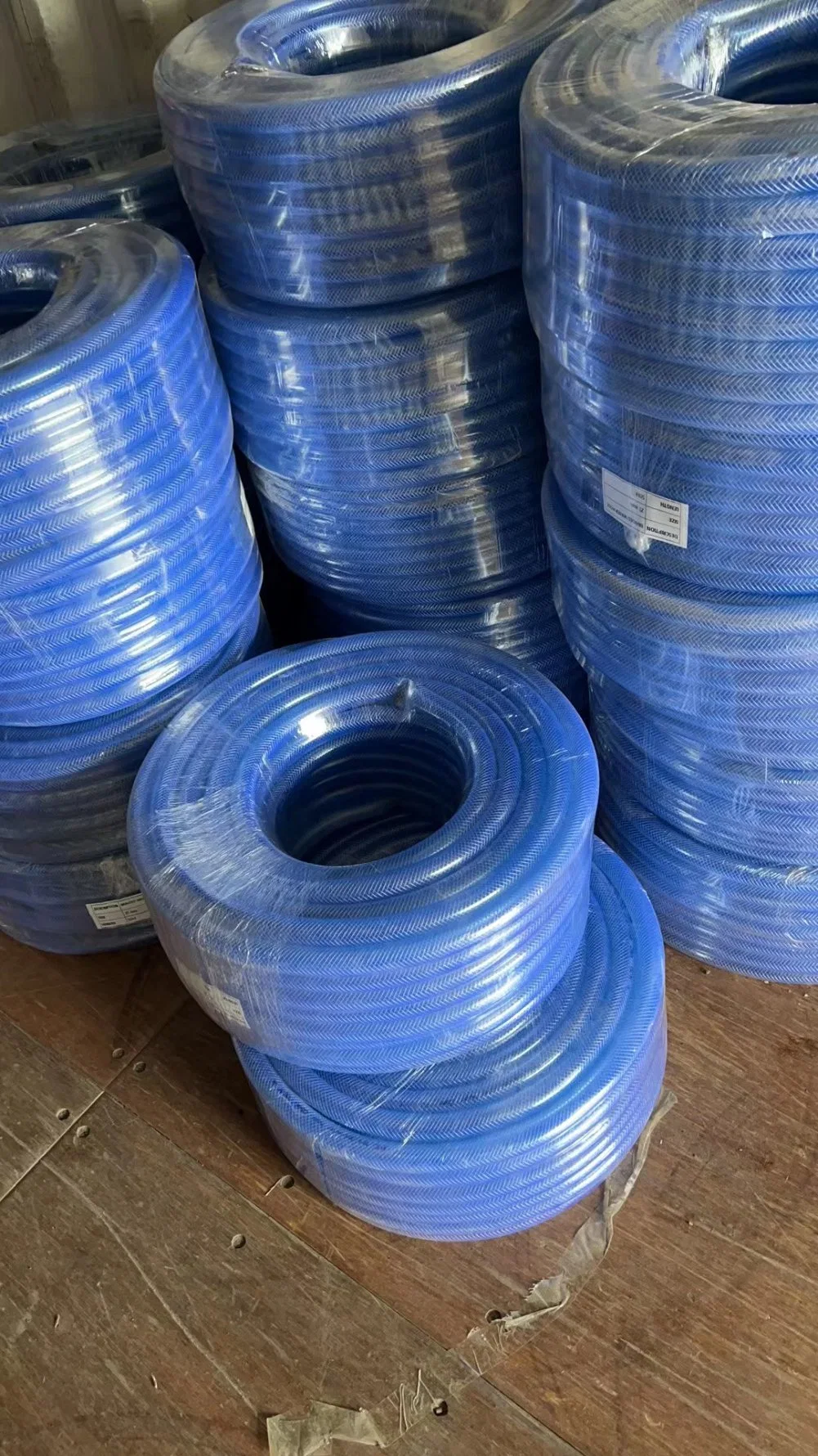 Blue reforzado con fibra de PVC flexible manguera de agua de tubo de plástico transparente Mangueira Manguera de agua