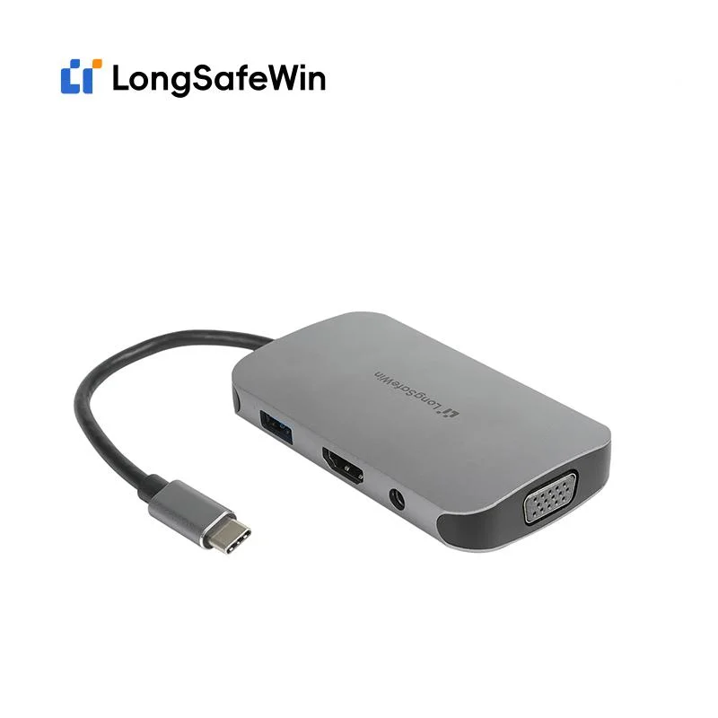 5g High-Speed 7-in-1 USB Type-C Hub with HDMI and VGA Ports Pd Supported