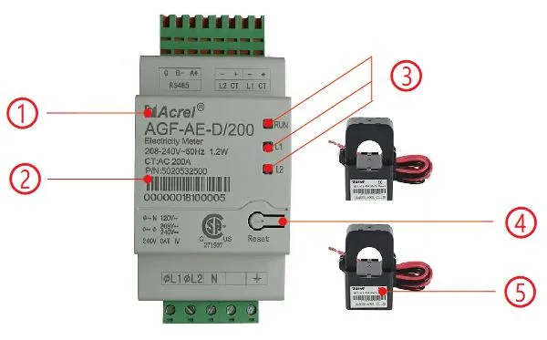 Acrel Agf-Ae Series Agf-Ae-D/200 Solar Inverter Energy Meter Single Phase Three Wire with 2 Cts UL Certificate