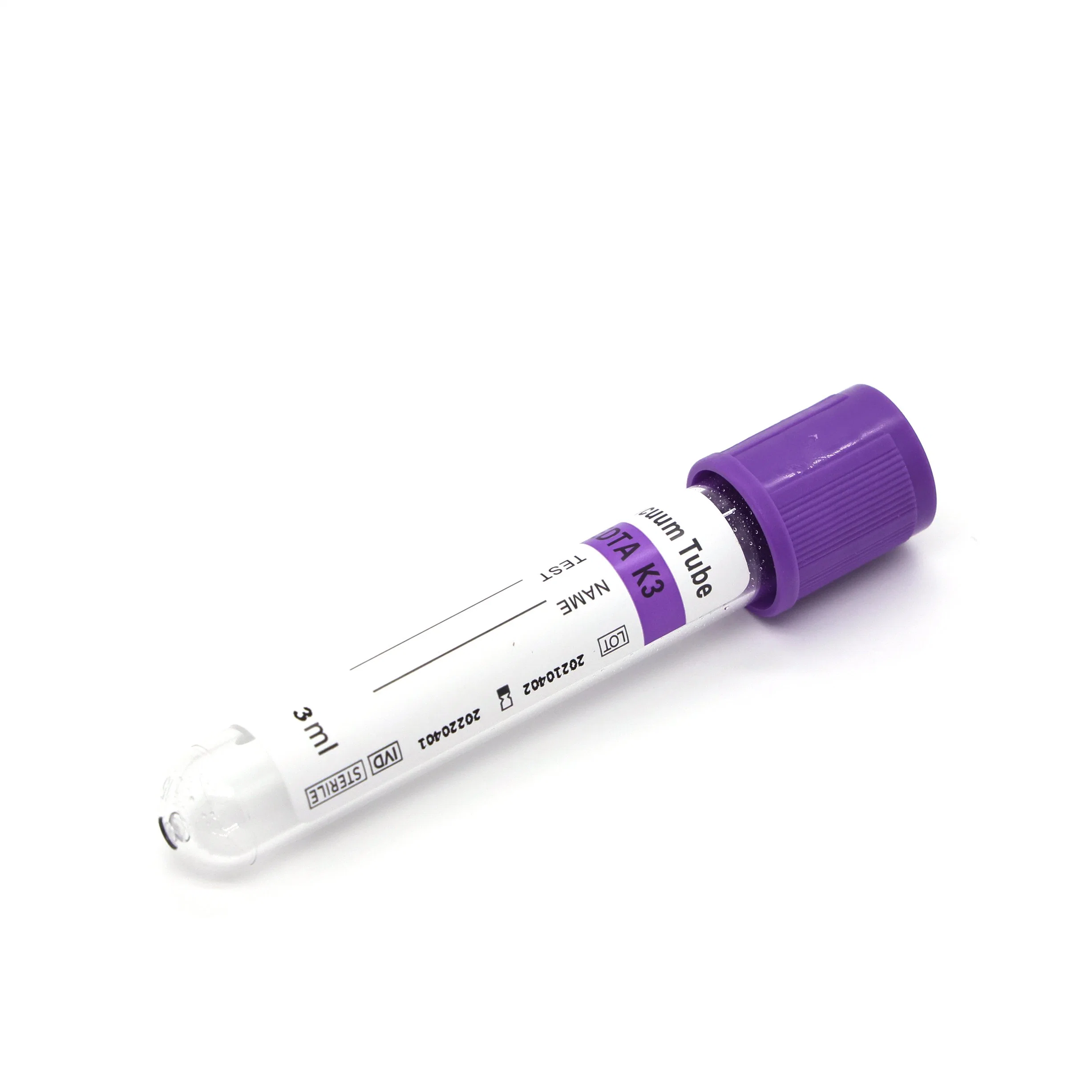 Vacío estéril desechable del tubo de extracción de sangre tapa púrpura EDTA K2/K3