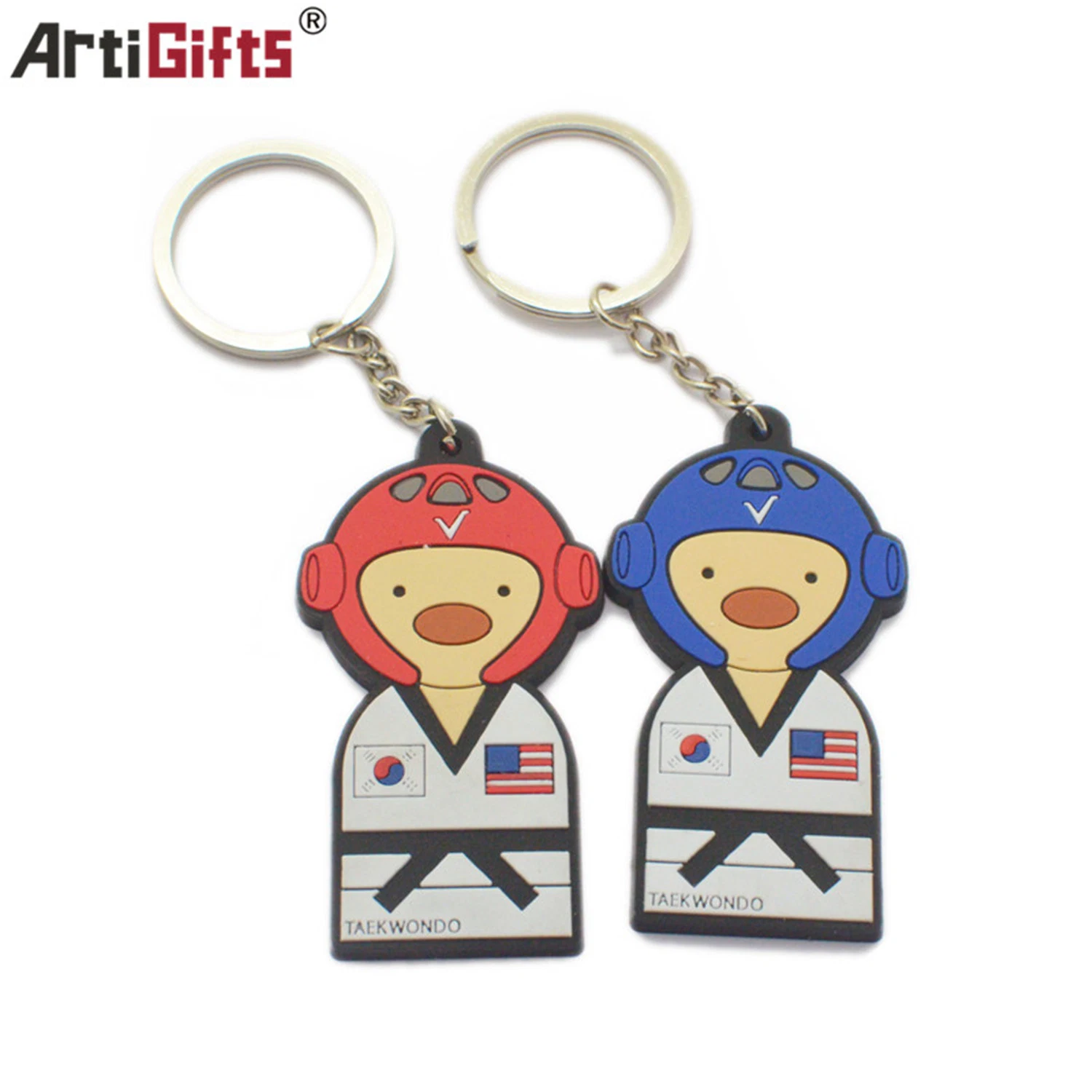 3D Cartoon PVC Soft Rubber LED Light Keychain