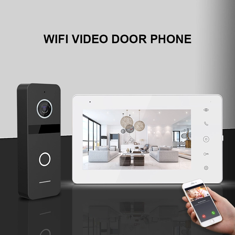 4-Wire WiFi de alta definición con pantalla táctil de la memoria de vídeo de 7 pulgadas de intercomunicación Doorphone