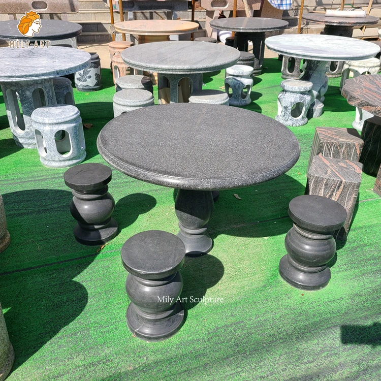 Natural Marble Granite Stone Table and Chairs Set for Garden