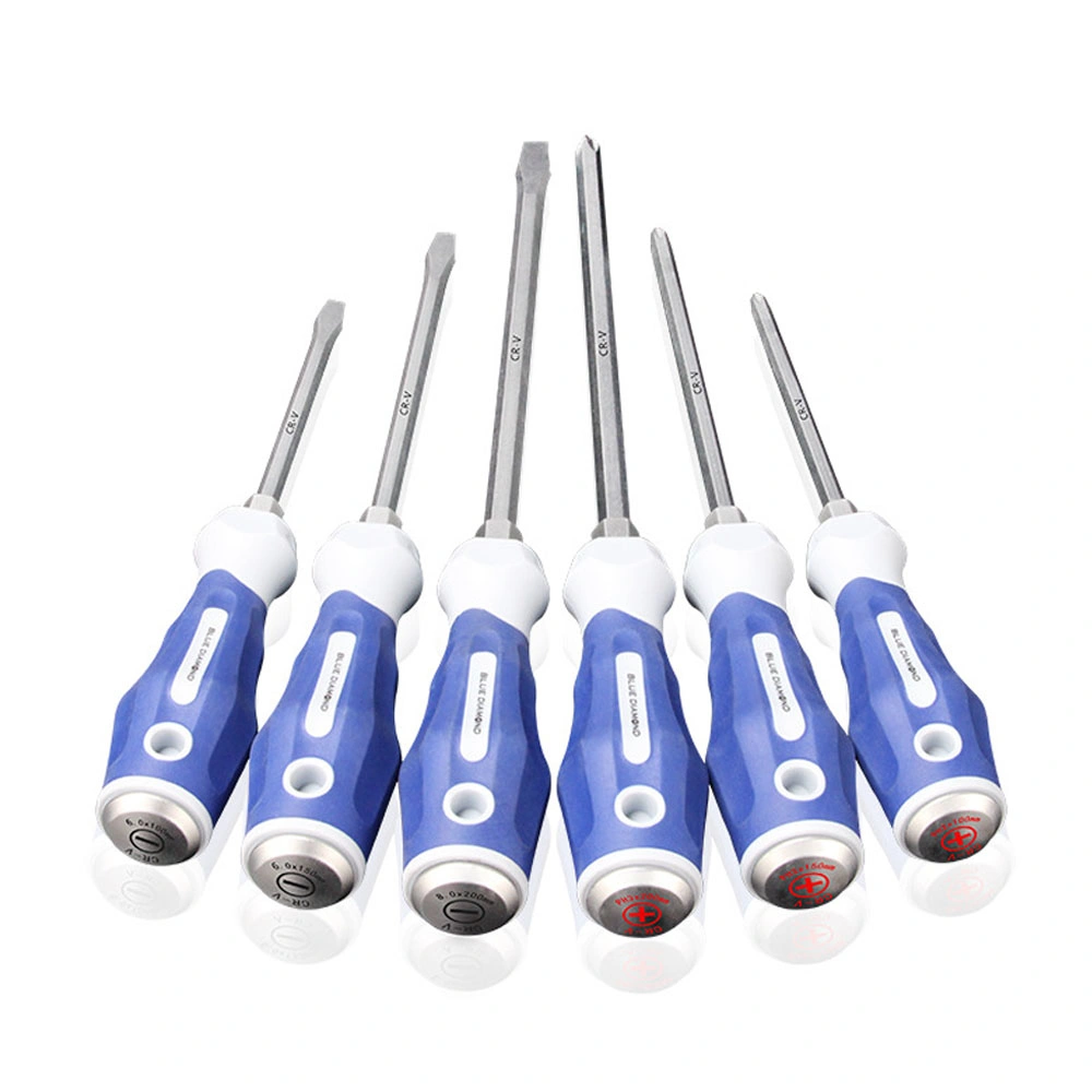 Manufacturers Supply OEM Processing Three Color Full Series of Industrial Grade Cross Slotted Screw Driver with Core Piercing Handle