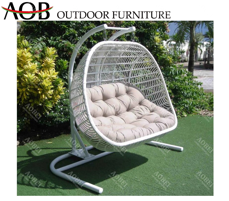 Modern Customized Garden Outdoor Patio Home Resort Furniture Rattan Hanging Swing Chair with Two Seat