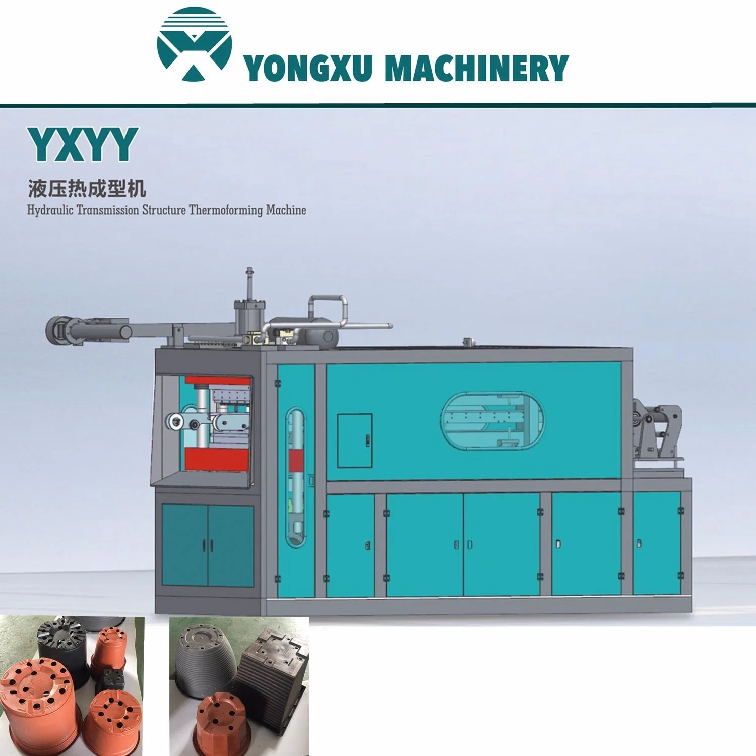 Fabrication de pot de fleur Membrane avec la machine de thermoformage hydraulique