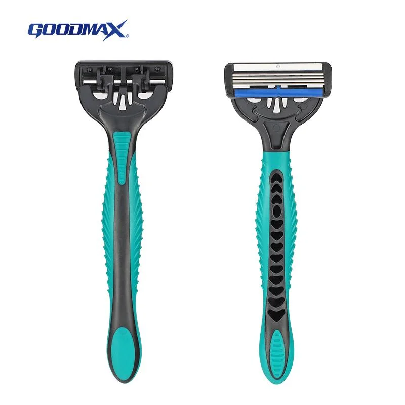 Rubber Handle Stainless Steel Four Blade Disposable Razor (SL-5011)