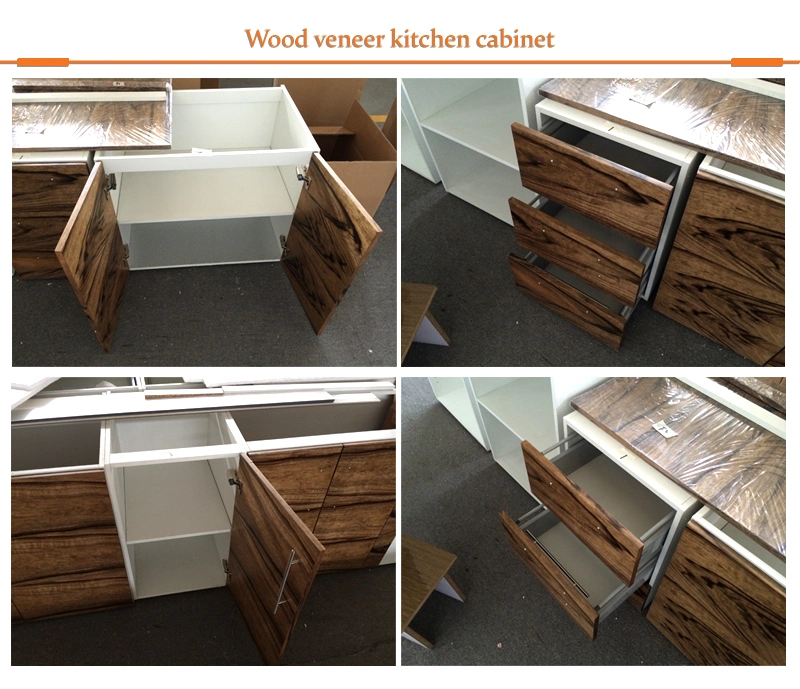 Apartment Long Lasting Modular Durable Freestanding Waterproof Wood Veneer Kitchen Cabinet