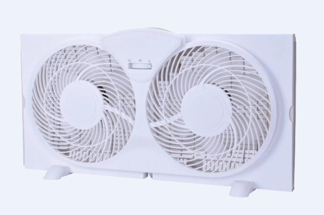 Baili 9 pulgadas de la ventana de doble ventilador con 2 velocidades de flujo de aire de control