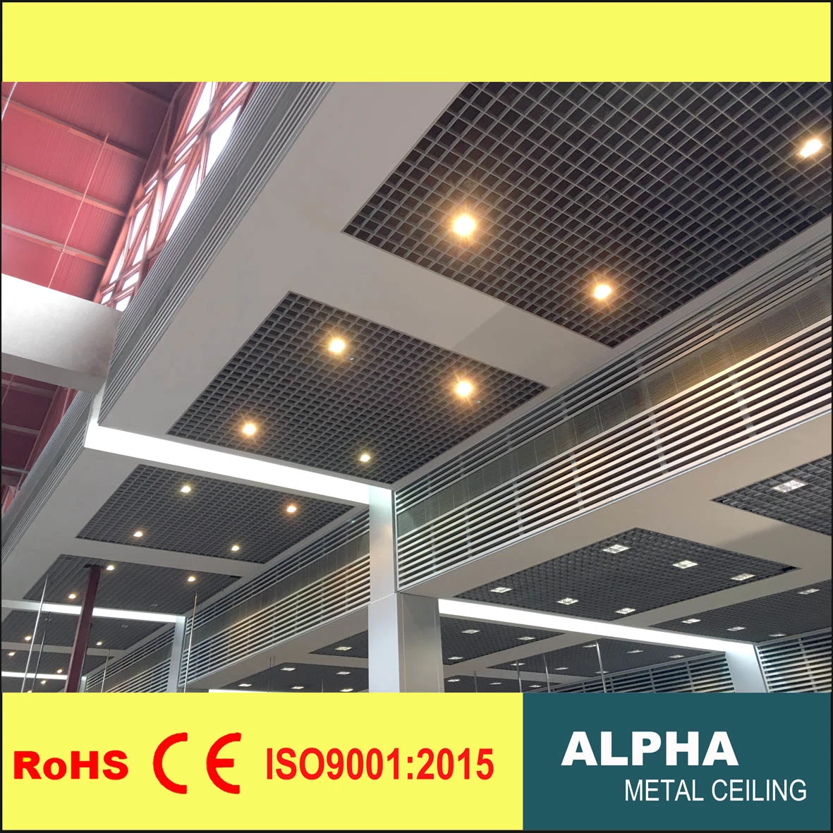 Aluminum Roof Suspended System Metal False Suspended Pyramid Cell Ceiling Grid Tile