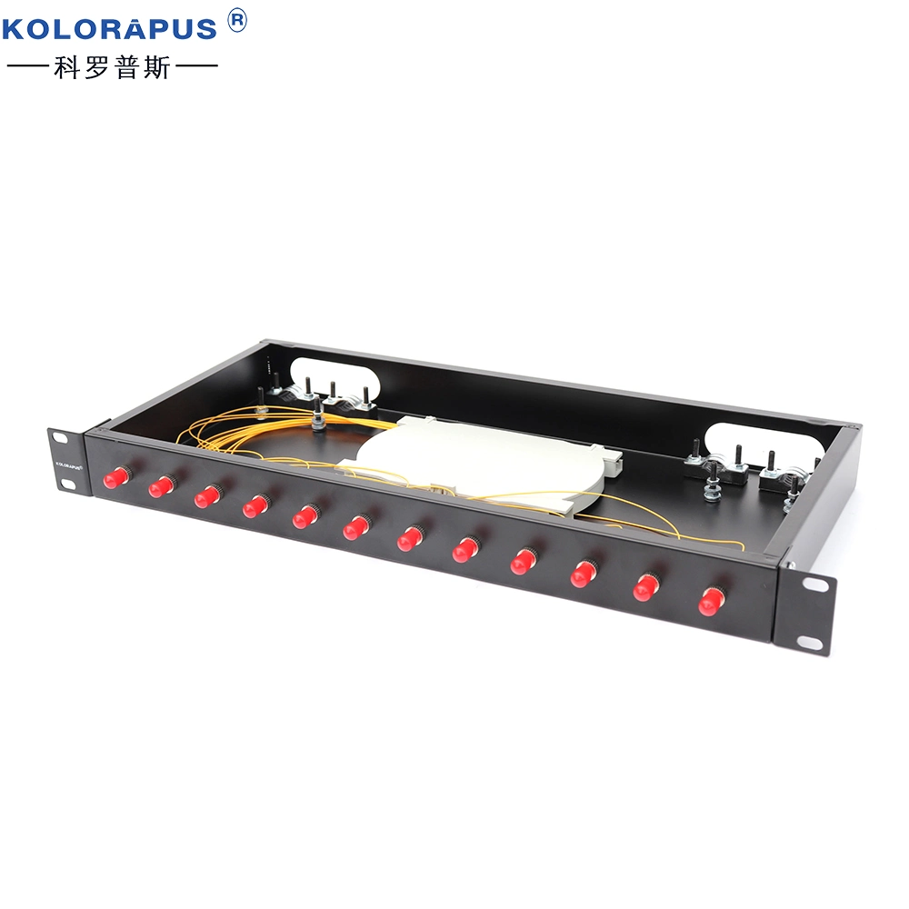 Bastidor de distribución de fibra óptica de 1U 12 puertos Kolorapus (caja de terminales) Tipo ST