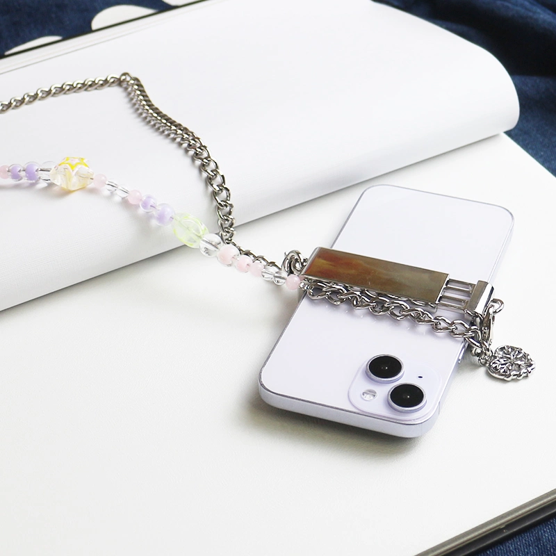 Star Ball Metal Chain Phone Clip Universal Heart Shape Pearl Messenger Strap Phone Case Accessories