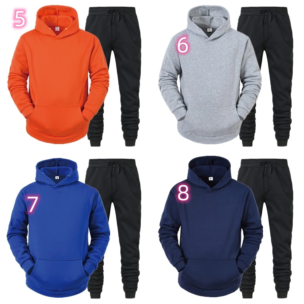 Herren Hoodie Trainingsanzug 2 Stück, Solid Color Fleece Warm Jogging Activewear mit Langarm Pullover Hoodies Casual Sweatset-Sets für Herren