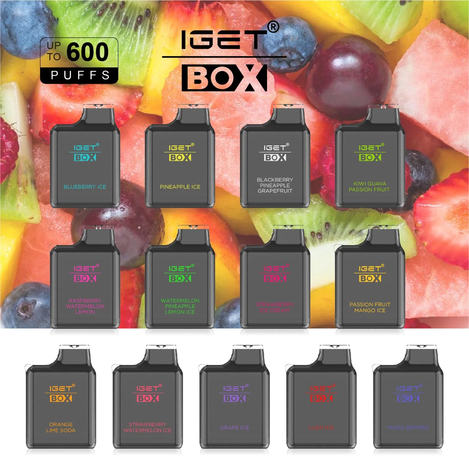 Vente en gros jetable 600puffs 2ml Iget Box marque Original Chinois fournisseur Stylo Vape portatif en gros