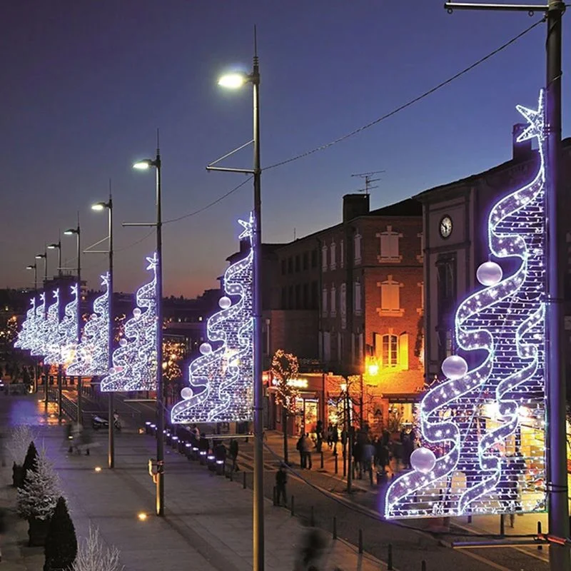 2023 Neueste hochwertige Urlaub 2D Weihnachten Dekorative Outdoor Pole Straßenbeleuchtung