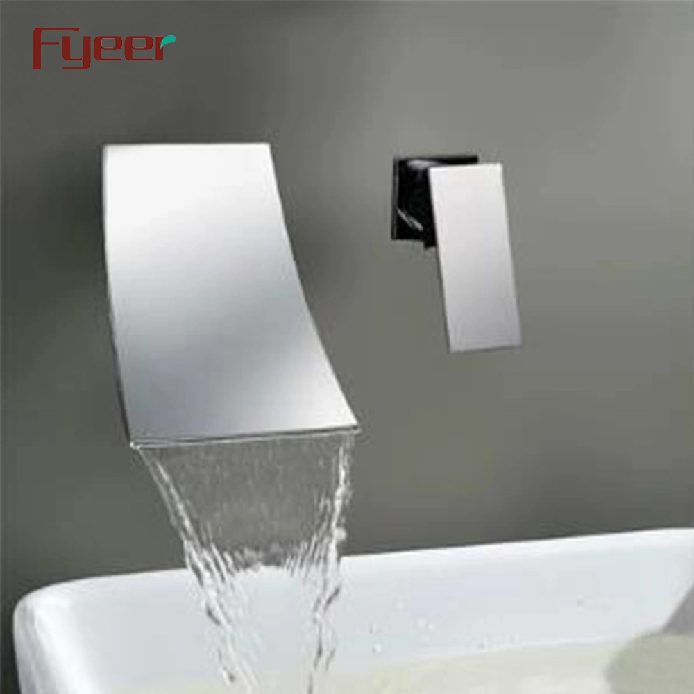 Fyeer Wall Mounted Double Hole Waterfall Basin Faucet