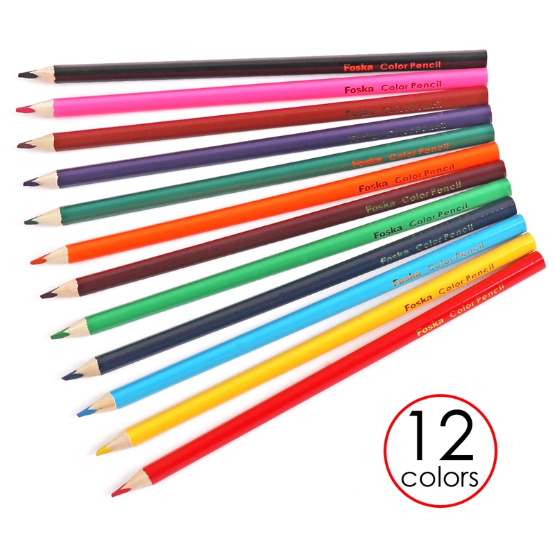 Foska 7.0 Inch 12 Color Wooden Triangle Color Pencil