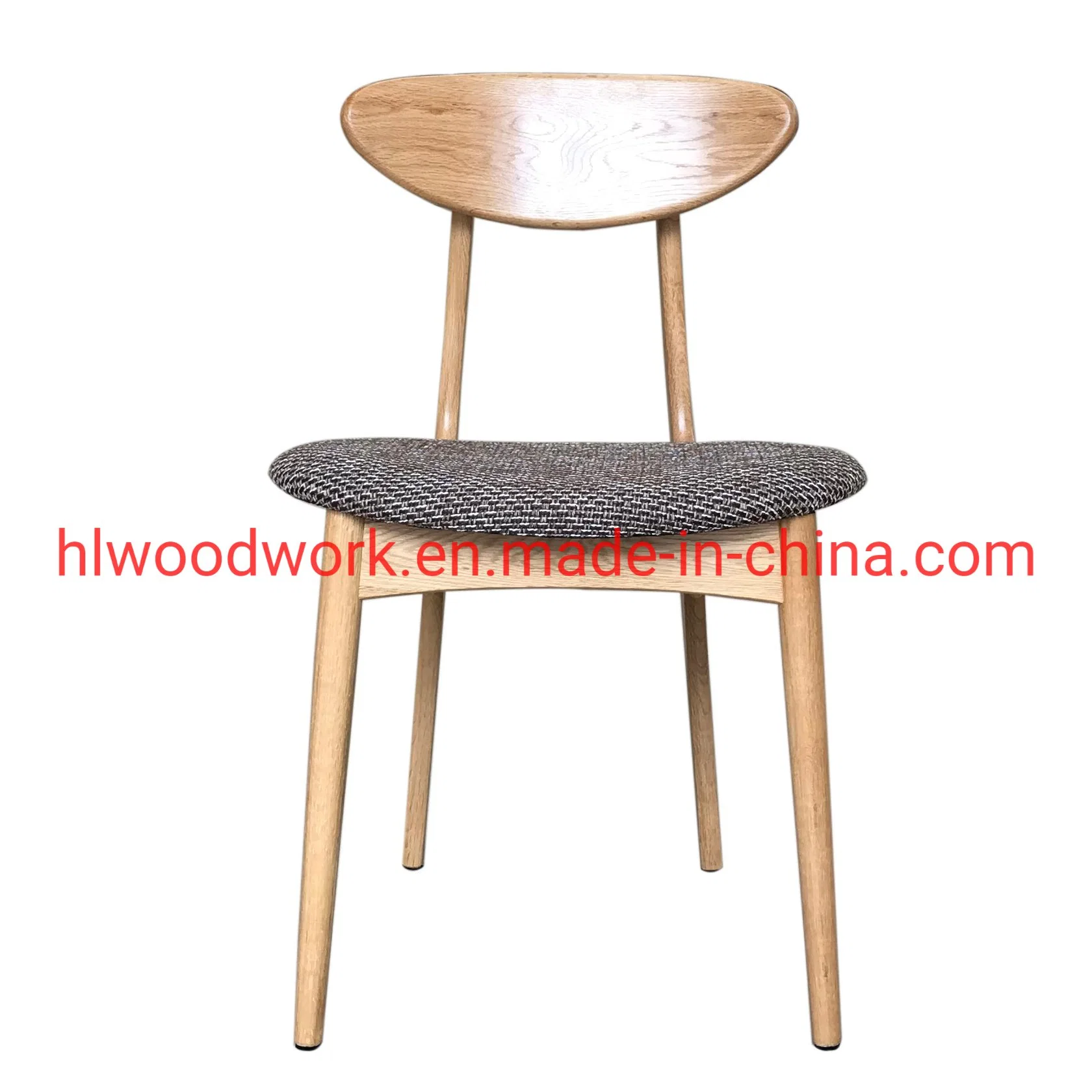 Dining Chair Oak Wood Frame Natural Color Fabric Cushion Brown Color B Style Wooden Chair Furniture Office Furniture