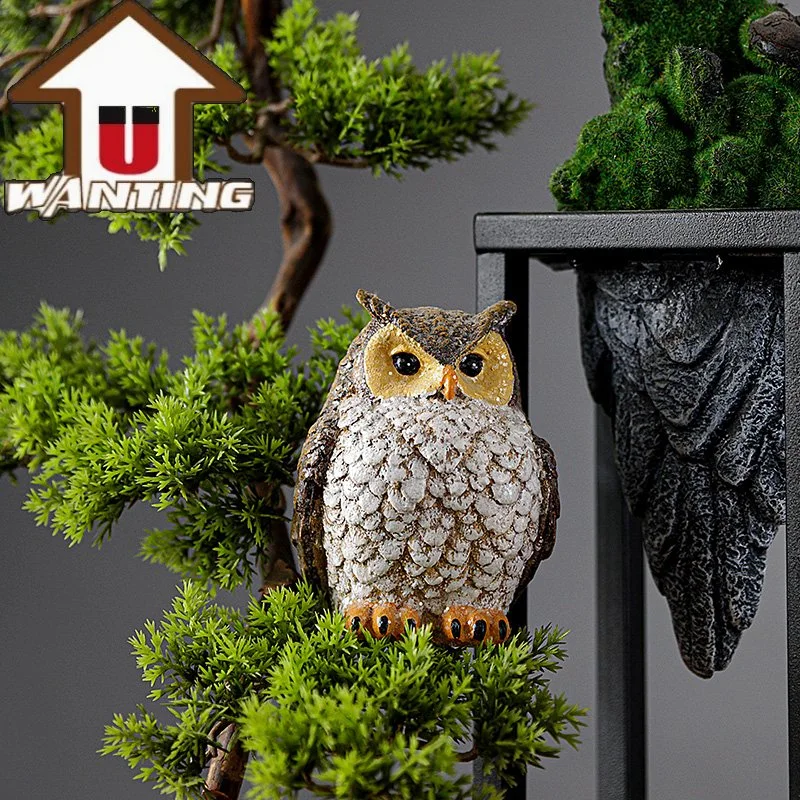 Vente en gros animal Statue hibou Figurine salon Meubles résine oiseau Décoration d'art