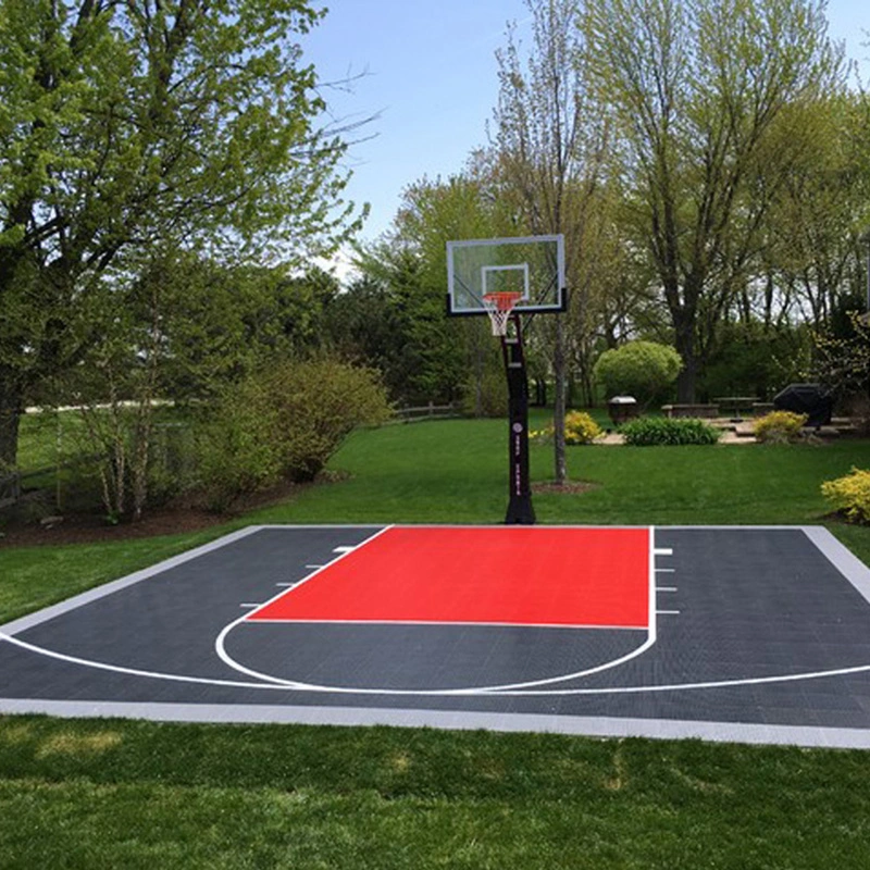 30X60 Feet Outdoor Multi Sport Court with Basketball Court and Tennis Line for Family Backyard Home Court Sports