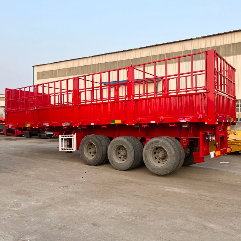 3 Axles 4 Axles 50-80 Tons Bulk Cargo Cattle Transport High Wall Fence Truck Semi Livestock Trailer