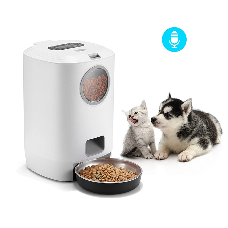 White ABS Programmable Pet Cats Dogs Automatic Pet Feeder