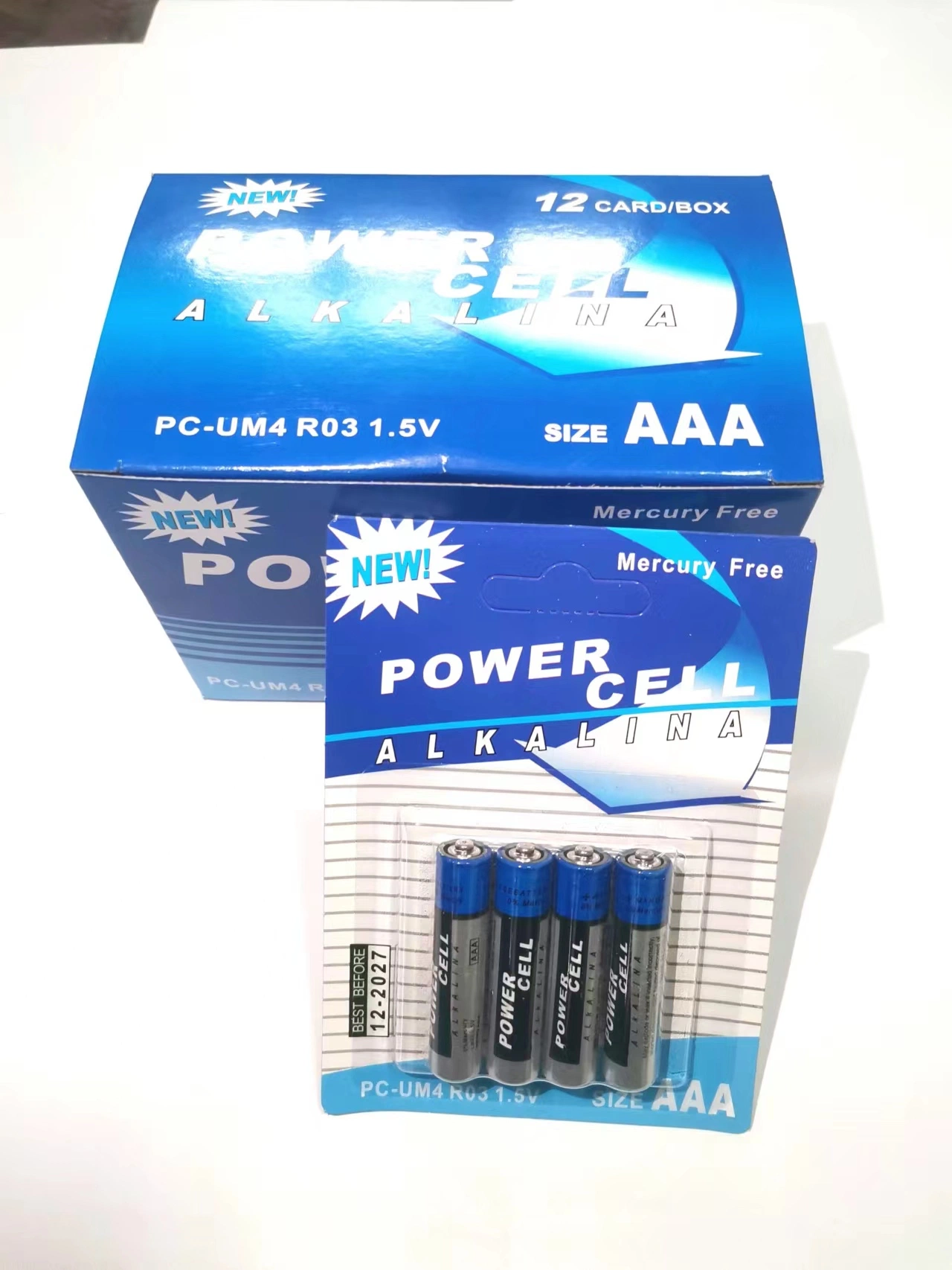 AAA R03 UM-4 de 1,5 Powercell batería de Zinc de carbono 4pcs en blíster Pack batería seca celda de la batería de la electrónica de consumo//Control remoto de electrónica de consumo