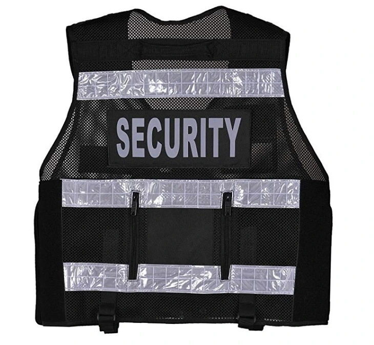 Custom High Visibility Security Logo Reflective Safety Work Uniform Vest with Many Pockets