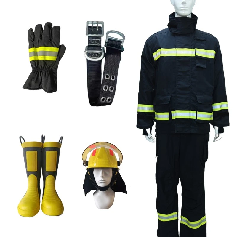 Aramid NFPA Fireman uniforme combate a incêndios Navy Blue Firefighter Fire Fato