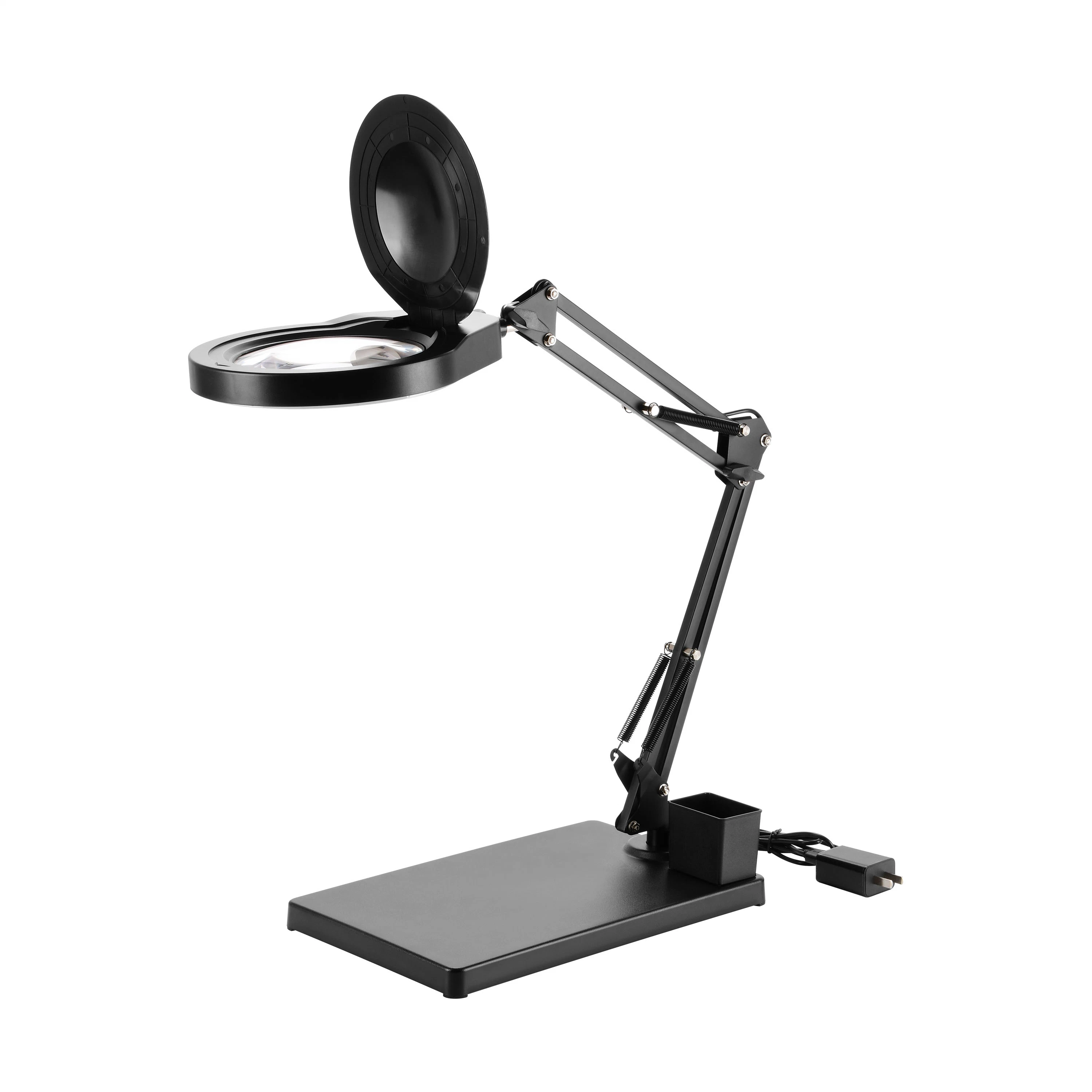 Adjustable Table Desk Magnifier Optical Glass LED 5D Magnifying Lamp (BM-LMG1001)