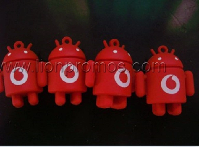 El logotipo de Vodafone en relieve la forma de robot Android personalizada Llavero PVC blando