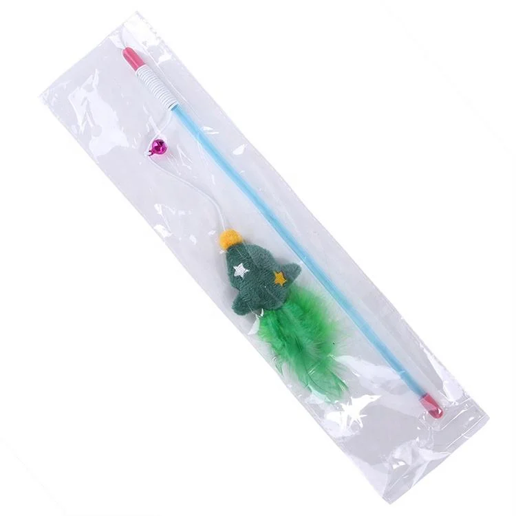 Christmas Cat Teaser Wand Funny Interactive Custom New Style Cat Stick Toy Teaser Stick