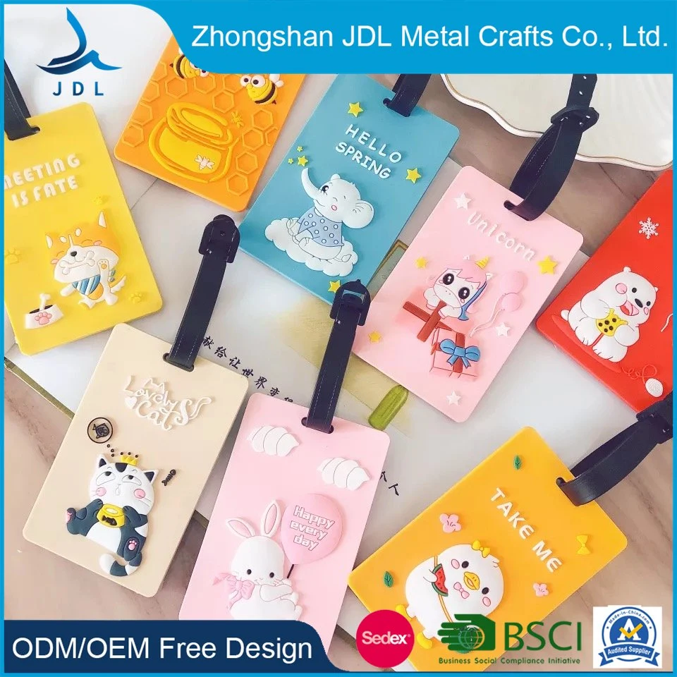 Custom PU Leather Jordan Kids Boys Kawaii with Embossed Logo Rubber Soft PVC Bag Luggage Tag