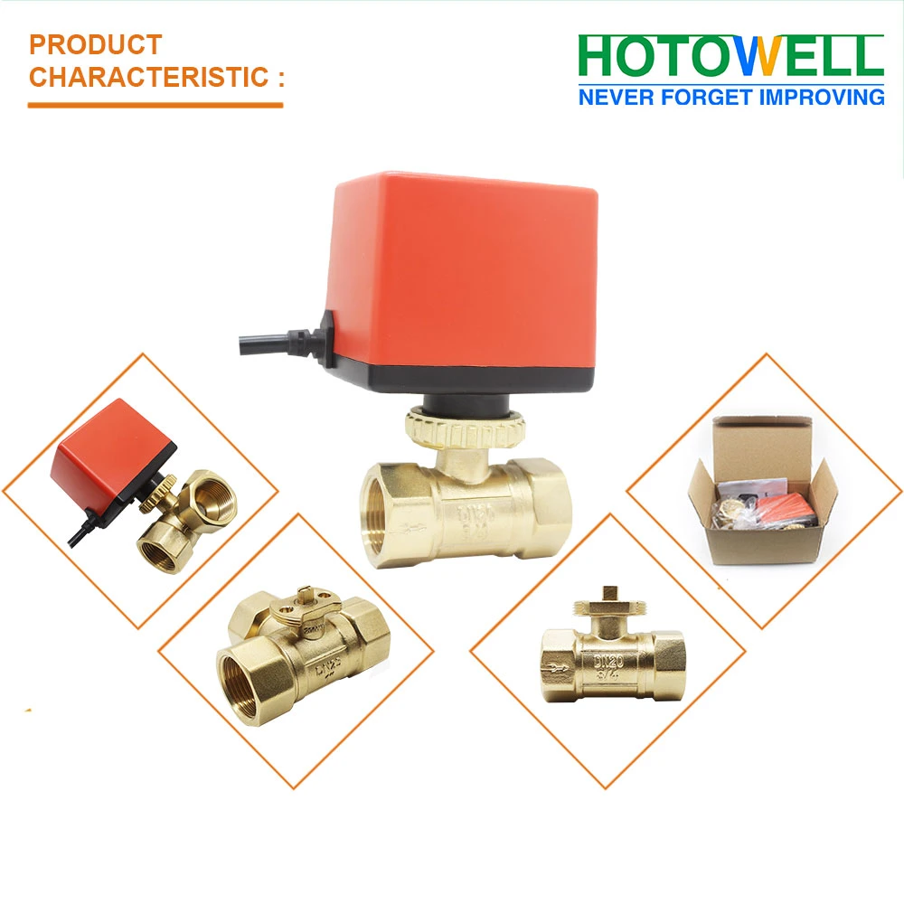 Factory Price HVAC Fan Coil Units System 2 Way DN25 Motorized Brass Ball Valve with Electric Actuator