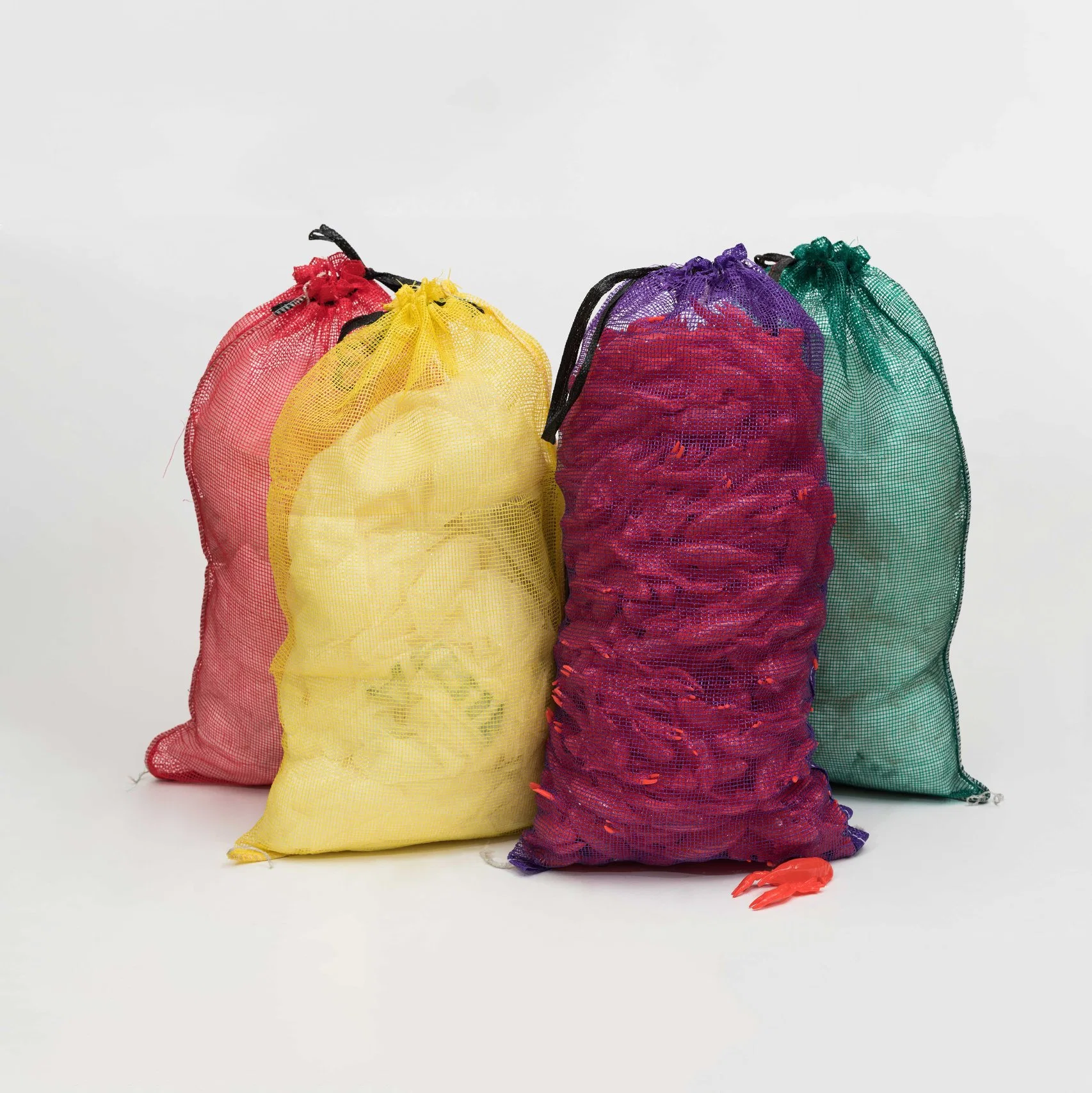 PP/PE Woven Drawstring Mesh Bags for Packing Wood Vegetables and Fruits Mesh Net Sacks