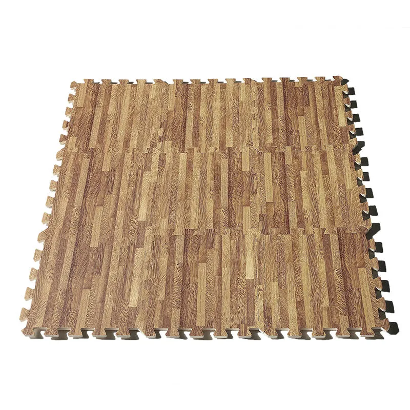 OEM High Quality Sound Insulation Anti-Skid Wood Grain EVA Puzzle Tapete de chão com revestimento de bloqueio e tapete desportivo de tamanho personalizado