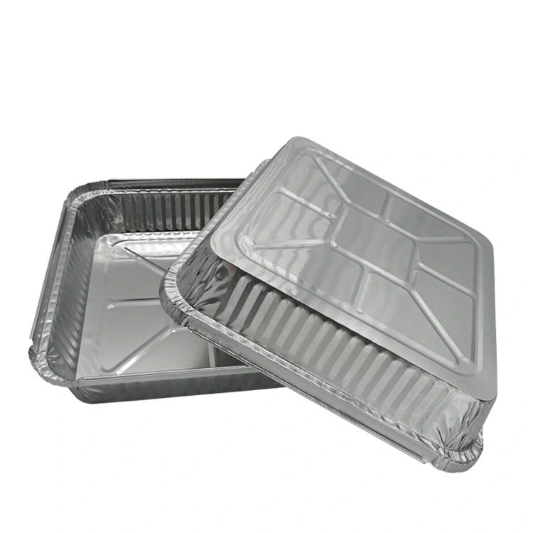 Precio de fábrica de envases de aluminio desechable Torta Rectangular bandeja de hornear con tapa