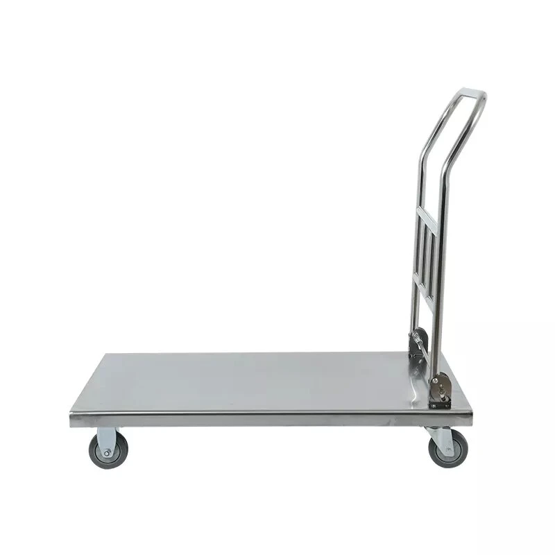 300kg Folding Platform Trolley Hand Cart Portable Flatbed Cart Heavy Duty Hand Truck Foldable Dolly with Big Wheel