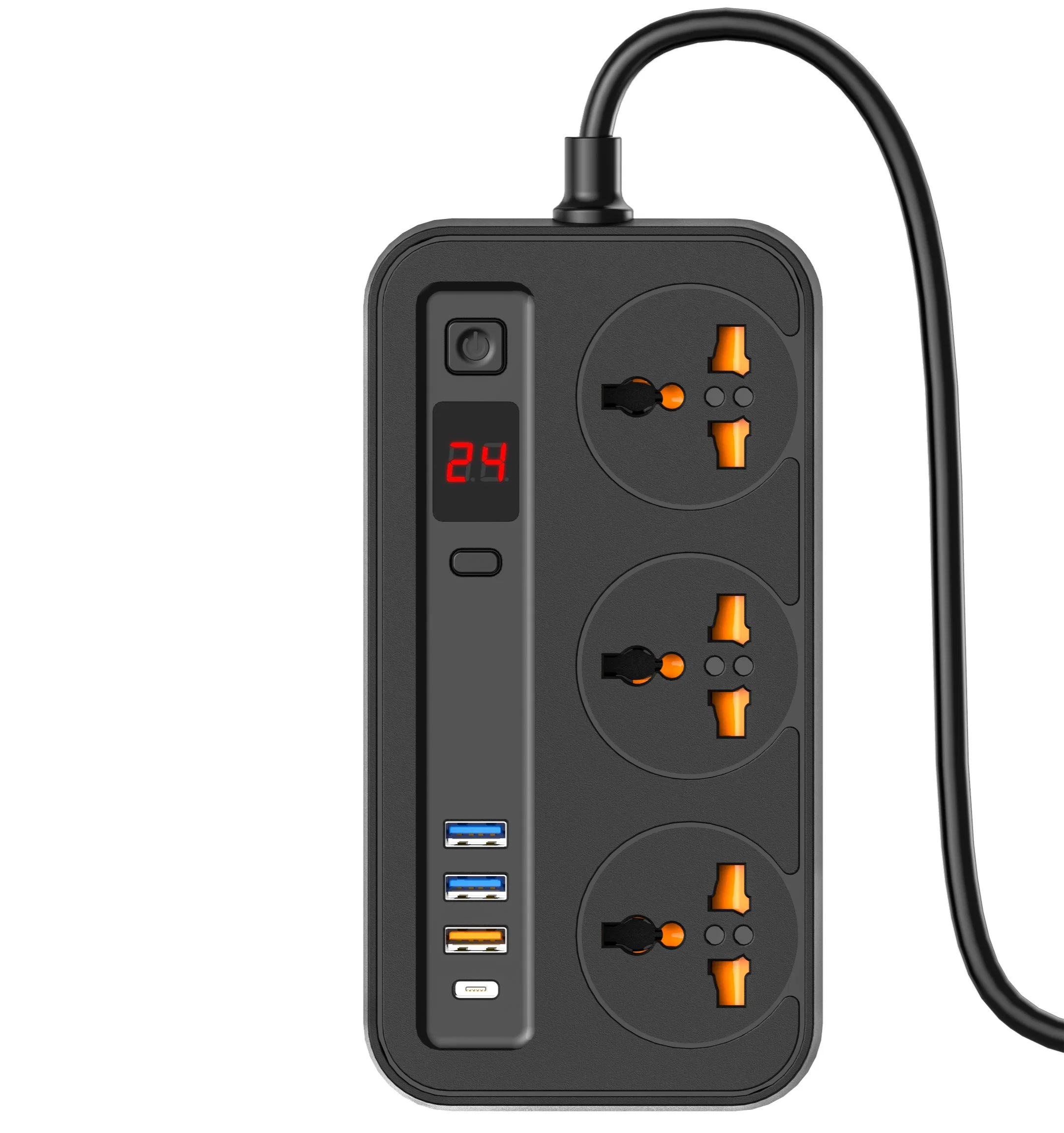 Fiche femelle d'alimentation IQ 32 W, chargement rapide PD, extension d'alimentation 3USB Prise 1-99 heures contrôle de temporisation cordon d'alimentation 250 V 2 mètres eu/US/UK Prise disponible