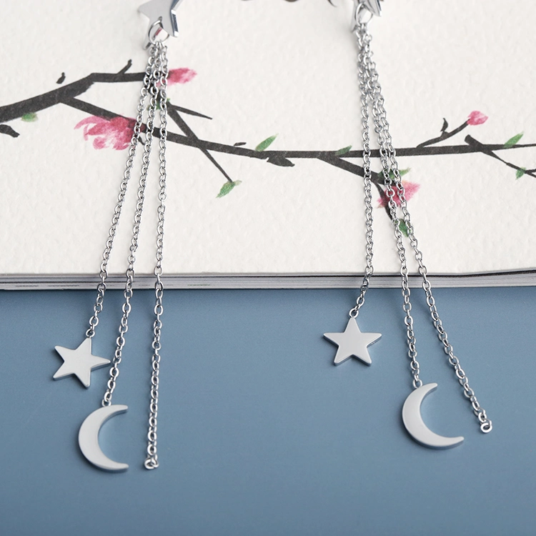 Fashion Temperament Fairy Silver Star Moon Earrings